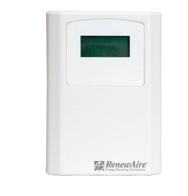 RenewAire CO2-W wall-mounted carbon dioxide controller with a display window